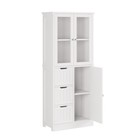 Tall Bathroom Storage Cabinet 3 Door 3 Drawer White Wooden Floor Tower Organizer