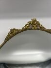 Vintage Gold  Oval Roses Floral Vanity Mirror Filigree Ormolu Tray