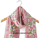 Large Cotton Block Floral Print Summer Scarf For Women Lightweight Soft Sheer
