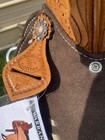 15   Double T Dark Suede Western Barrel Saddle W tooled Leather  Semi Bars
