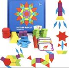 155 Pieces Wooden Puzzle Montessori Pattern Blocks Educational Toy  Development