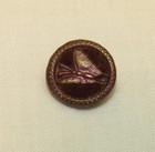 Antique Victorian Perfume Button Metal Butterfly On Red Velvet Background Vtg