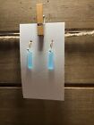 Sea Glass Earrings Matte Gold   Blue 