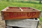 1956 Bubble Up Wooden Cypress Soda Glass Bottle Crate Four Carrier Holder Drink