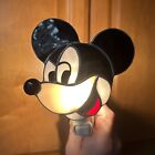 Vintage Disney Mickey Mouse Head Stained Glass Wall Night Light Plug In