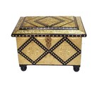 Handmade Wooden Treasure Chest  Hand Carved Brass Decor Storage Trunk