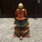 J   E Stevens Replica  Clown On Globe Cast Iron Mechanical Coin Bank Spinning