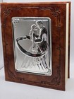 Stunning Vintage Leather Bound With Silver Plaque Wedding Album scrapbook 