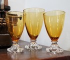 3 Anchor Hocking Mcm Amber Berwick Boopie Glasses 1 Water Goblet 2 Juice