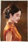 Chinese Hand Painted Canvas Oil Painting Beautiful Woman By Leng Jun        20480
