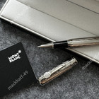 Montblanc Silver Engraved Rollerball Pen Black Trim Ad Vip Gift Box