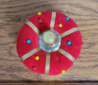 Vintage Sewing Pin Cushion Crown With Tape Measure And Thimble Japan