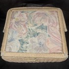 Wicker Woven Sewing Box Basket Vintage Wooden Bottom Large
