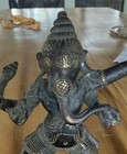Patinated   Gilt Bronze Dancing Ganesha Sculpture Elephant Deity Nepal