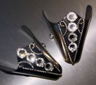 New Western Cowboy Boot Toe Tip Rand Cap Black  Silver   Rhinestone Bling - Pair