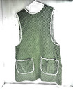 Vtg Full Cotton Green Floral Bib Apron Tie Back 30  Long Grandma Cottagecore Fsh