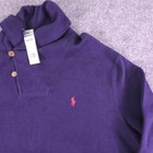 Nwt Polo Ralph Lauren Men s Button Mock Neck Pullover Sweater Navy Blue Size Xl