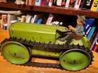 Nice Vintage 1930 s  Marx  Tin  Wind Up  Green Farm Tractor W  Driver