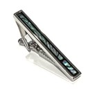 Abalone Onyx Border Tie Clip Men Birthday Wedding Gift Tie Bar With Box