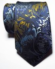 New Classic Paisley Dark Blue Black Gold Jacquard Woven Silk Men s Tie Necktie