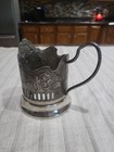 Vintage Russian Soviet Ussr Silver Plate  Podstakannik Tea Glass Holder