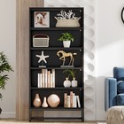 Wooden Black Bookshelf With Led Lights  5-tier Modern Bookcase Display Shelf