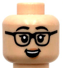 Lego New Light Nougat Minifigure Head Dual Sided Female Glasses Grin W  Teeth