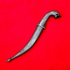 Old Vintage Indo-persian Mughal Islamic Silver Koftgari Damascus Makara Dagger