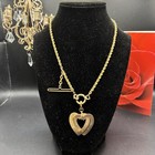 29gvery Nice 12k Vintage Gold Filled Pocket Watch Chain  double Heart Fob  T-bar