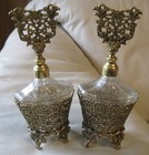 Vintage Matson Gold Ormolu Filigree Glass Stopper Perfume Vanity Bottle Set