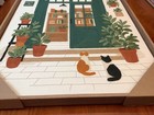 New Bp Home Textile Embroidery Woven Wall Art Book   Coffee Store Cats 18   x26 