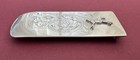 Vtg Artisan Signed Engraved Sterling Silver Elongated Western Horse Belt Buckle