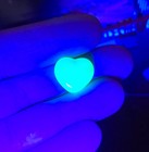 Vintage Heart Uranium Glass Button Czech Glass 15mm Blue 1pc