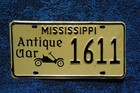Mississippi Antique Car License Plate   1611