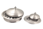 Communion Tray   Bread Plate With A Lid   40 Cups - Stainless Steel Matte Finish