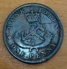 Canada 1854 Copper 1 Penny Token Circulated Bank Of Upper Canada
