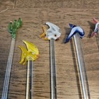 Glass Swizzle Sticks Cocktail Stirs Hand Blown Glass Assorted Lot Of 11
