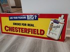 C 1950s Original Vintage Chesterfield Cigarettes Sign Metal Embossed Tobacco Big