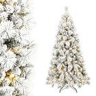 7ft Prelit Snow Flocked Christmas Tree Artificial Realistic Tree With 450 Lights