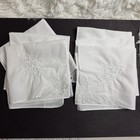 6 White Bridal Cotton Handkerchiefs Lace Corner edge  Floral Embroidery