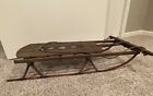 Vtg Rare Antique 36    Wooden Snow Sled Wood   Metal   Winter Decor