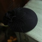 Women Wool Fascinator Veil Clip Hats Cocktail Church Pillbox Hat Tea Party Black