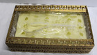 Vtg Small Tissue Holder Ornate Gold Tone Hollywood Regency Vanity 4 5 8  X 2 7 8