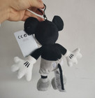 Disney Black And White Vintage Mickey Mouse Soft Stuffed Plush Toy Keychain 1pcs