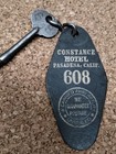 Rare Vintage 1900 s Constance Hotel Pasadena California Skeleton Room Key    Fob