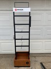 Retail Store Fixture  Display Rack Two Sided W  Adjustable Hooks Wooden Base Nib