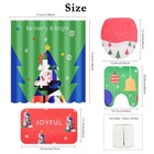4pcs Christmas Shower Curtain Set With Non-slip Christmas Tree  light Green 