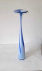 Tall Handmade Glass Vase In Blue And White  Denmark 1980s