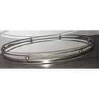 Vintage Oval Mirrored Vanity Tray Gold Tone Metal Gallery Rail 15 X 10