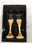 Cowboy  his   Her  Champagne Toasting Wedding Glasses Flutes Porcelain Base
